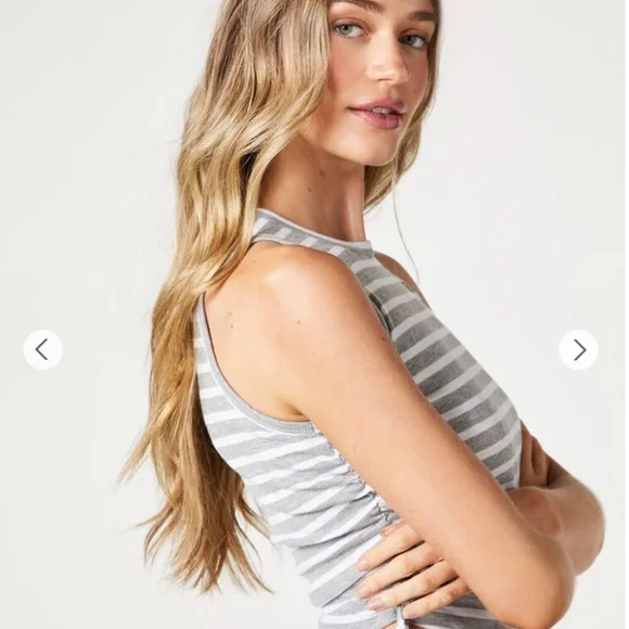 FADED ROSE SLEEVELESSStriped side Drawstring Tank Top - Picture 2 of 16